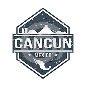 Cancun Mexico Travel Stamp. Icon Skyline City Design Vector Seal Badge Mail.
