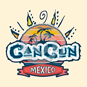 Cancun Mexico Vector Icon, Emblem Design