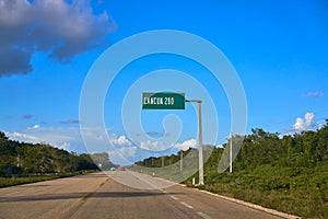Cancun road sign in Riviera Maya