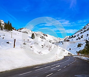Candanchu snow road in Huesca on Pyrenees photo