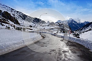 Candanchu snow road in Huesca on Pyrenees photo