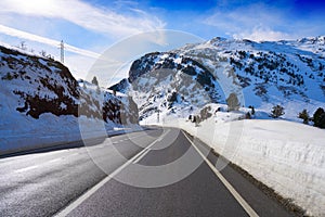 Candanchu snow road in Huesca Pyrenees Spain photo