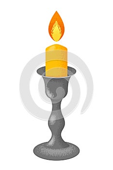 Candelabrum with flaming candle