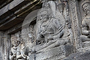 Candi Prambanan Temple Complex`s wall art Yogyakarta, Central Java, Indonesia