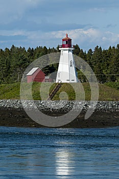 Candian Lighthouse View Across the Harbor Between United States