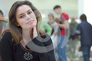 Candid casual portrait in a city mall