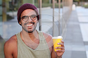 Candid of man in the morning