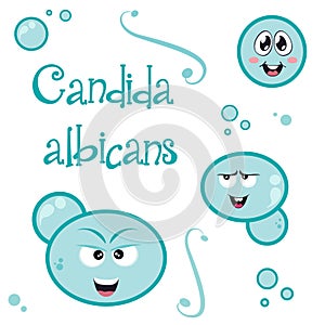 Candida albicans cartoon educational fungus vector graphic