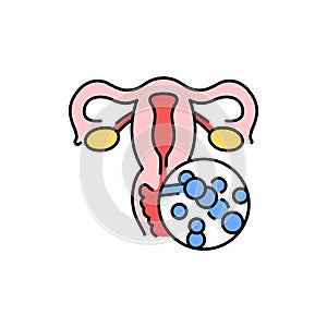 Candida fungi albicans color line icon. Human diseases.