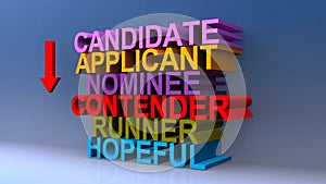 Candidate applicant nominee contender runner hopeful on blue