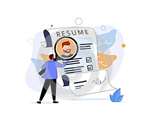 Candidate resume review by HR human resources hiring manager, employment or searching for talent and new staff concept