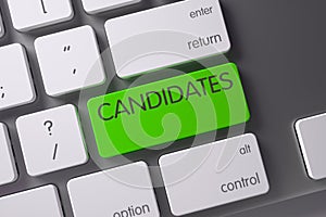 Candidates CloseUp of Keyboard. 3D Illustration. photo