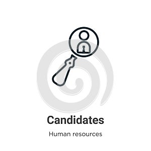 Candidates outline vector icon. Thin line black candidates icon, flat vector simple element illustration from editable human
