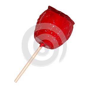 Candied apple on white photo