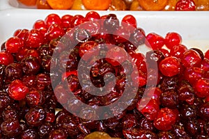 Candied fruits selection made with crystallised sugar