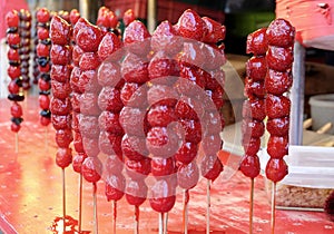 Candied strawberries on a stick