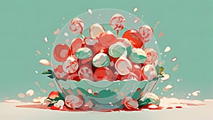 Candies falling, pastel colors illustration