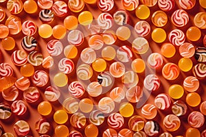 candies seamless background, top-down view, Food magazine photography