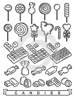Candies set. Collection icons candies. Vector