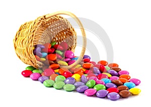 Candies spilling out of a basket