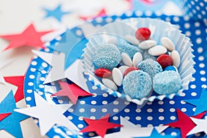 Candies with star decoration on independence day