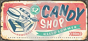 Candies and sweets retro confectionery store sign