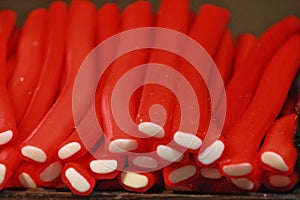 Candies of various colors and flavors in a street stall