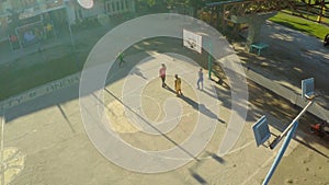 CANDIJAY, BOHOL, PHILIPPINES - NOVEMBER 20, 2015: Filipina kids play basketball. Anda City. Aerial views.