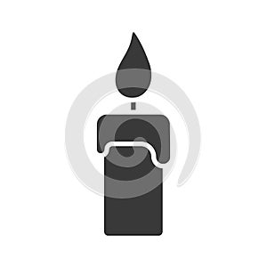 Candle black icon. Candle flame silhouette. Vector isolated on white.