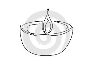 Candle - black one continuous line drawing vector illustration isolated on white background