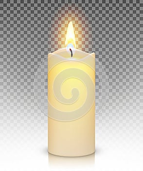 Candle burn with fire realistic isolated on transparent background