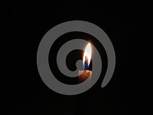 Candle burning with a black backgroun