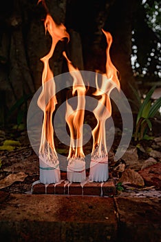 candle burning with Buddhist About lucky fetish