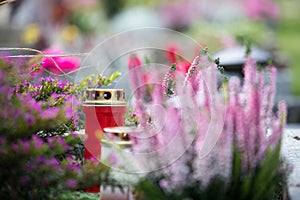 Candle at the cemetery, funeral