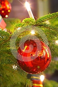 Candle and christmas ball