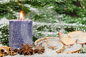 Candle and christmas decoration