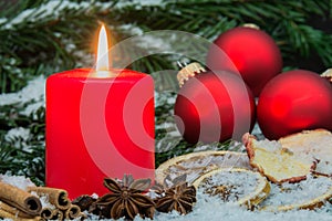 Candle and christmas decoration