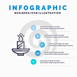 Candle, Christmas, Diwali, Easter, Lamp, Light, Wax Line icon with 5 steps presentation infographics Background