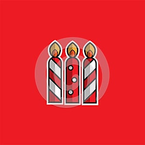 Candle Christmas illustration Icon or striker  design