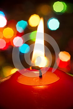 Candle in the dark close up