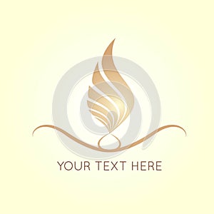 Candle fire, decorativer logo isolated on light background.