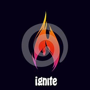 Candle fire logo isolated on dark background. Colorful mark.