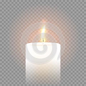Candle flame burning 3D realistic vector transparent background