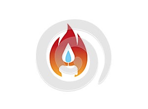 Candle in a flame of fire for logo design illustration