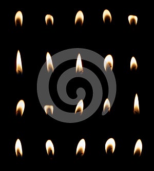Candle flame set isolated