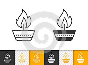 Candle Flame simple fire black line vector icon