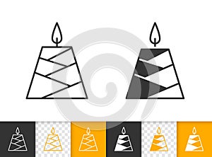 Candle Flame simple fire black line vector icon