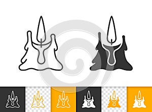 Candle Flame simple fire black line vector icon