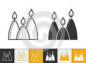 Candle Flame simple fire black line vector icon