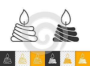 Candle Flame simple fire black line vector icon